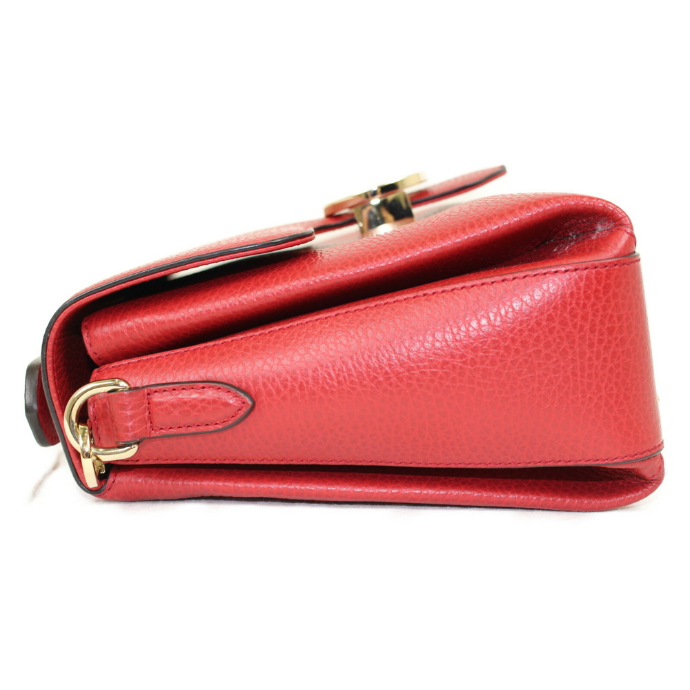 Gucci Interlocking GG Chain Shoulder Bag Red Leather Handbag - Picture 4 of 7
